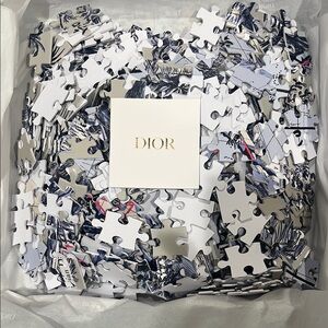 Dior Art Puzzle in Black, White, light blue ,red.